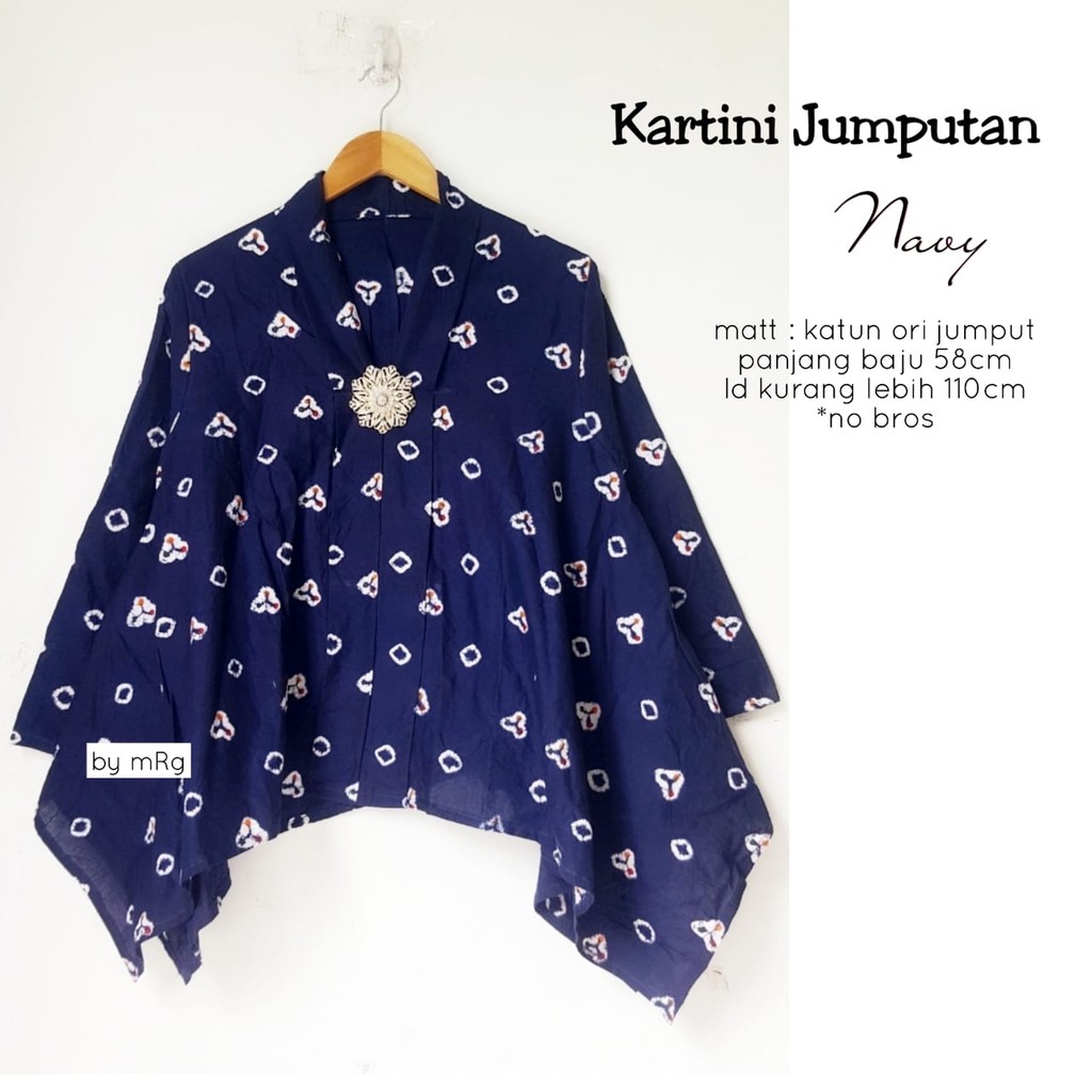 Kartini Jumputan  Navy ORI MRG Atasan  Batik  Katun Jumput 