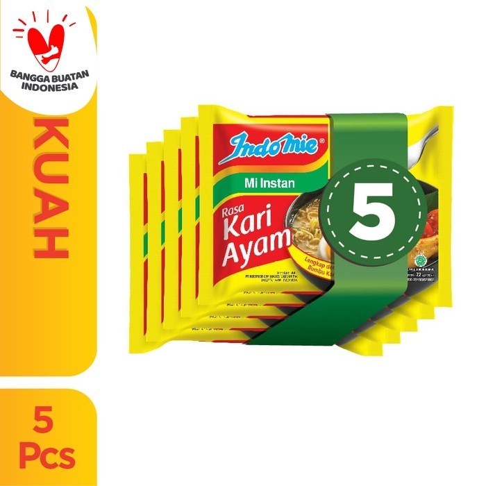 

Indomie rasa kuah Kari 5 pcs (paket Hemat)