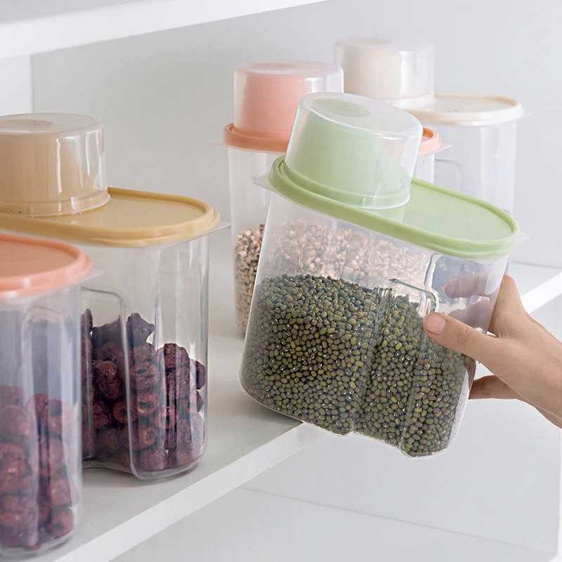 COD Wadah Penyimpanan Toples Plastik Makanan Food Storage Cereal Beras Kacang Bumbu D59
