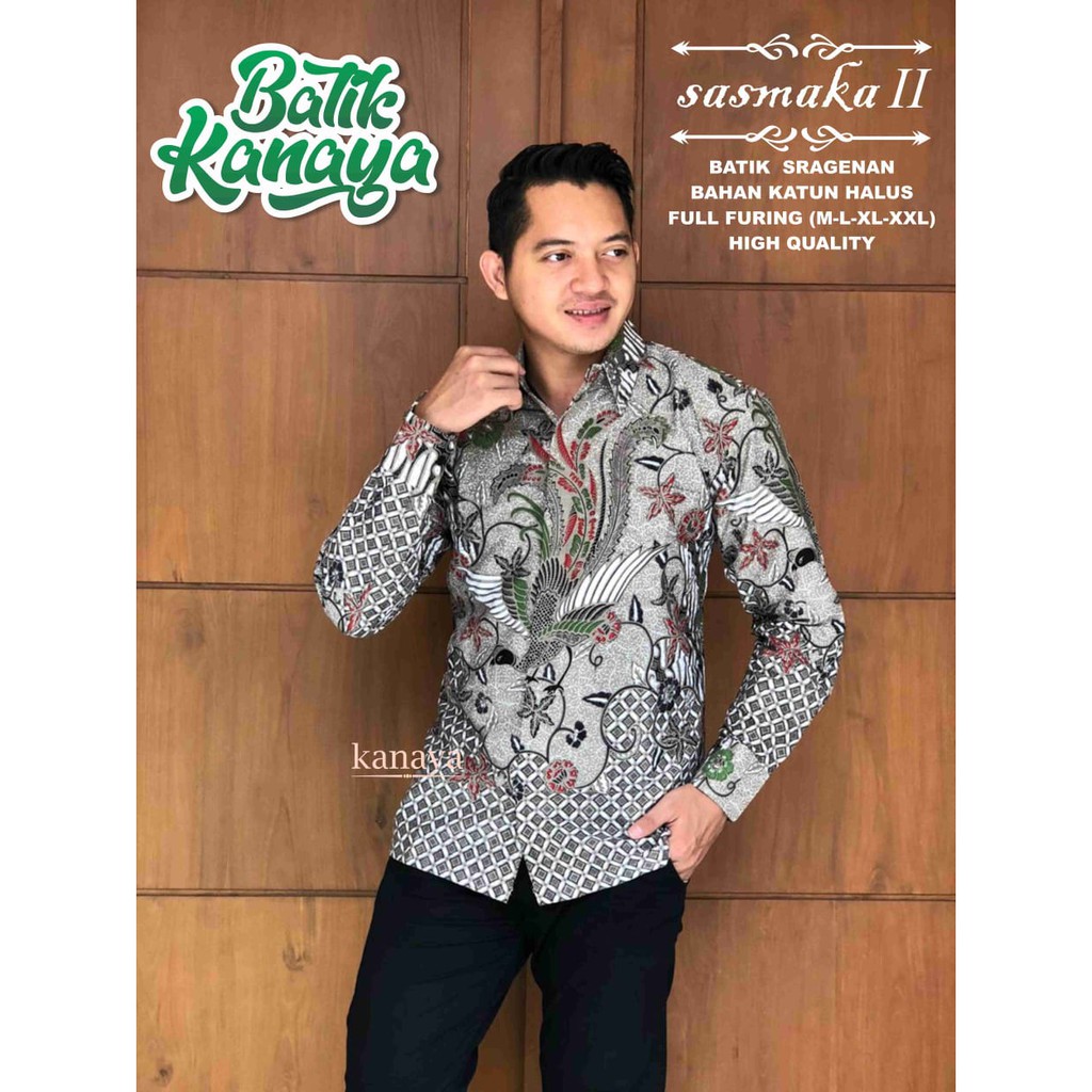 Sasmaka 2 Kanaya Batik Solo Kemeja Batik Pria SOLO Lengan Panjang Lapis Furing  Atasan Modern Lapis Furing PERWIRA MEGA NANDA KALAWANGSA DWI SUKMO TERATAI CAKRA CENDRAWASIH SOGAN GURDO PARI CENDRAWASIH JAGO SOGAN KAPAL KANDAS RAKABUMING BATIK SOLO AMANAH