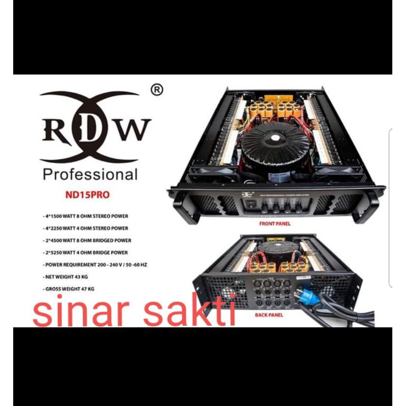 POWER AMPLIFIER RDW ND15PRO/ND15 PRO/ND 15PRO 4CH X 1500 WATT ORIGINAL