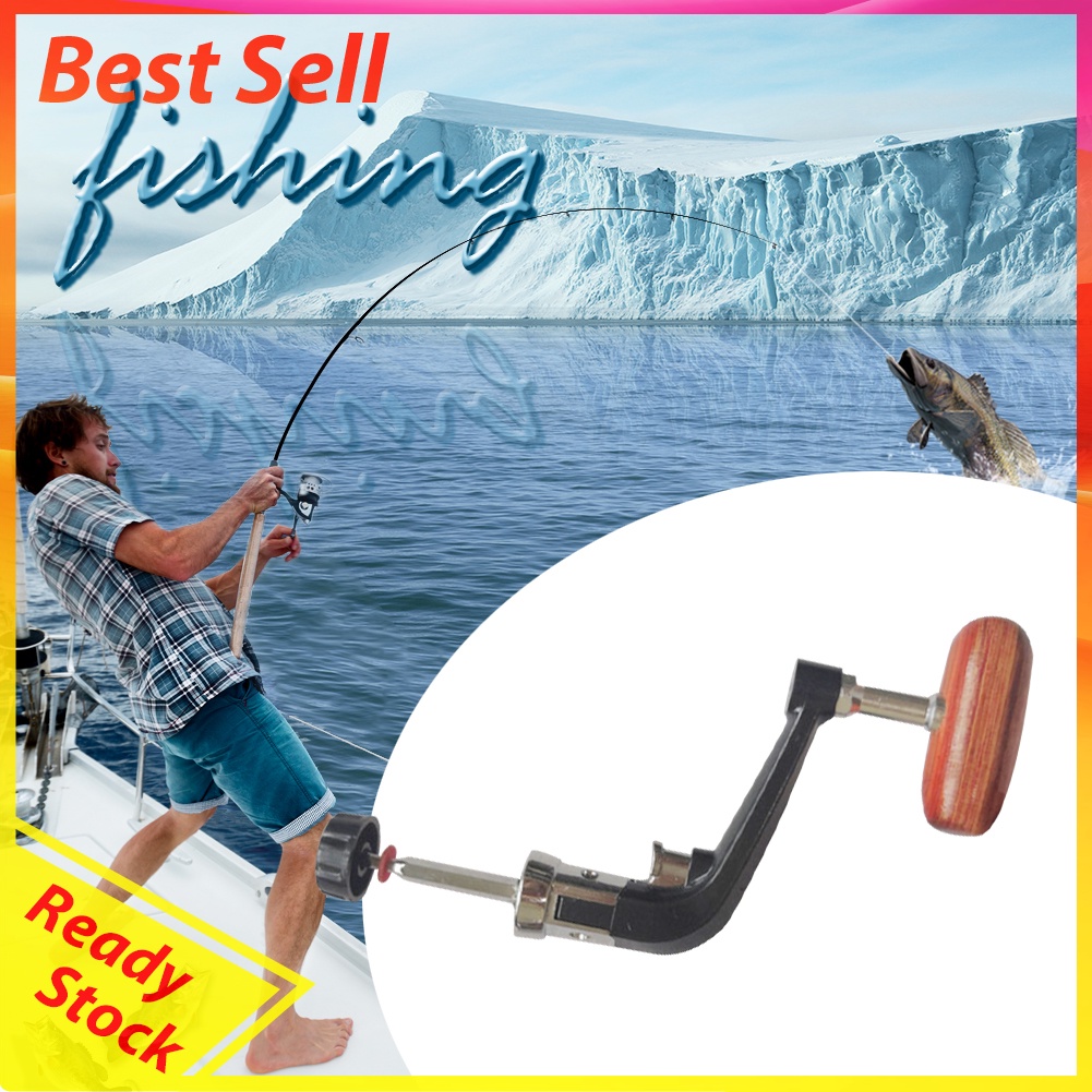 Spinning Fishing Reel Handle Folding Rocking Arm Wheel Wooden Knob Tackle