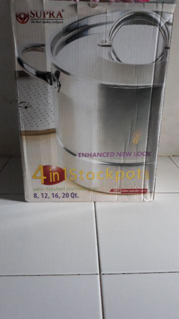 Supra 4in1 4 In 1 Panci Kukus Stockpots Stock Pots Pot Stockpot Stainless Steel Set 4pcs Pcs Steamer