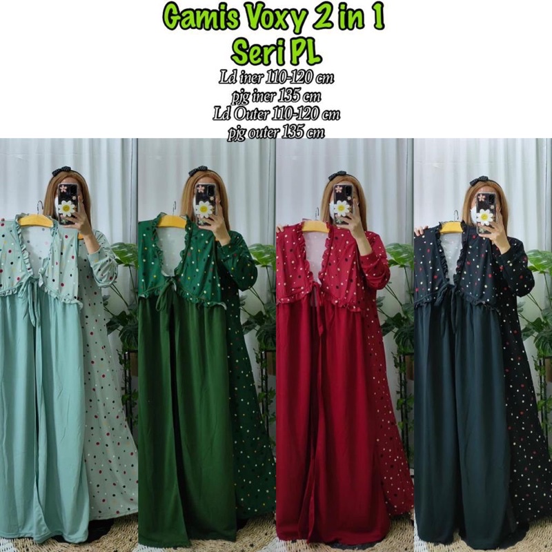 gamis 2 in 1 bahan voxy seri Pl