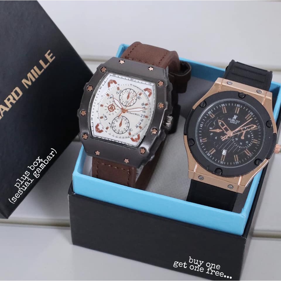 (BISA COD) JAM TANGAN PRIA RM KULIT FREE 1JAM 4,6CM JAM FASHION-JAM TERLARIS