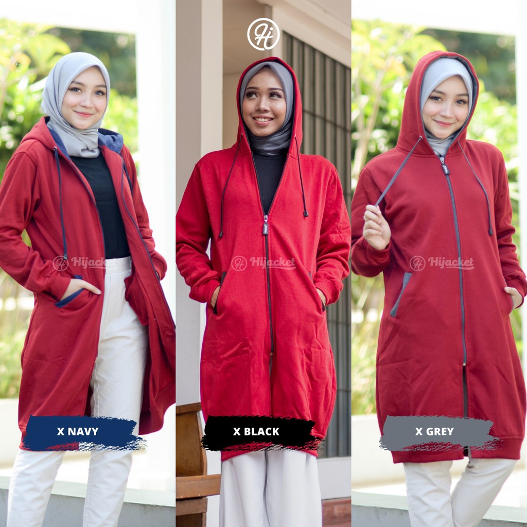 Hijacket Basic Maroon Series Origilal Jaket Hijabers Bahan Premium Fleece yang 