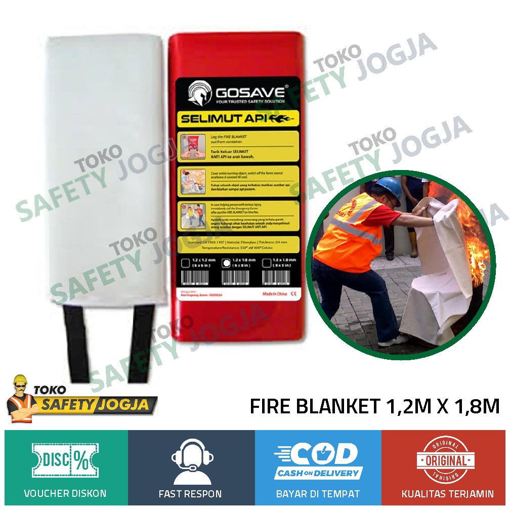 FIRE BLANKET 1,2 X 1, 8 M SELIMUT API - WELDING BLANKET GOSAVE EN1869