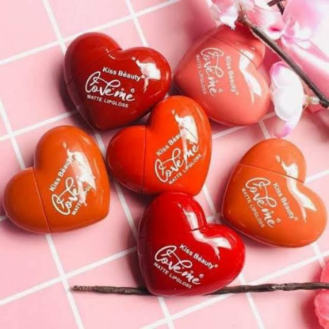 KISS BEAUTY love me original thailand / lipgloss matte pigmented murah / lipstik kosmetik wanita