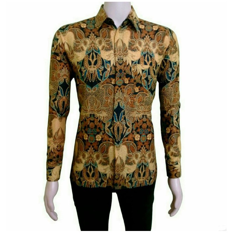 BSWART BATIK HRB026 Kenongo Hem Pendek Padi Pekalongan M L XL Batik Pria MURAH