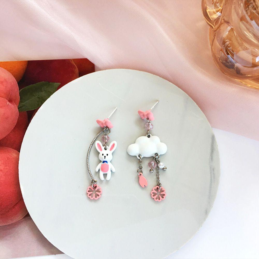 Mxbeauty Anting Asimetris Wanita Lucu Modis Star Could Rabbit Bow Perhiasan Aksesoris