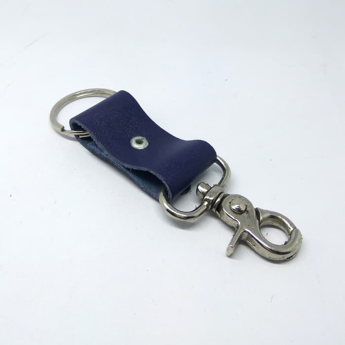 Gantungan kunci kulit sapi asli warna biru leather keychain - PHKC269