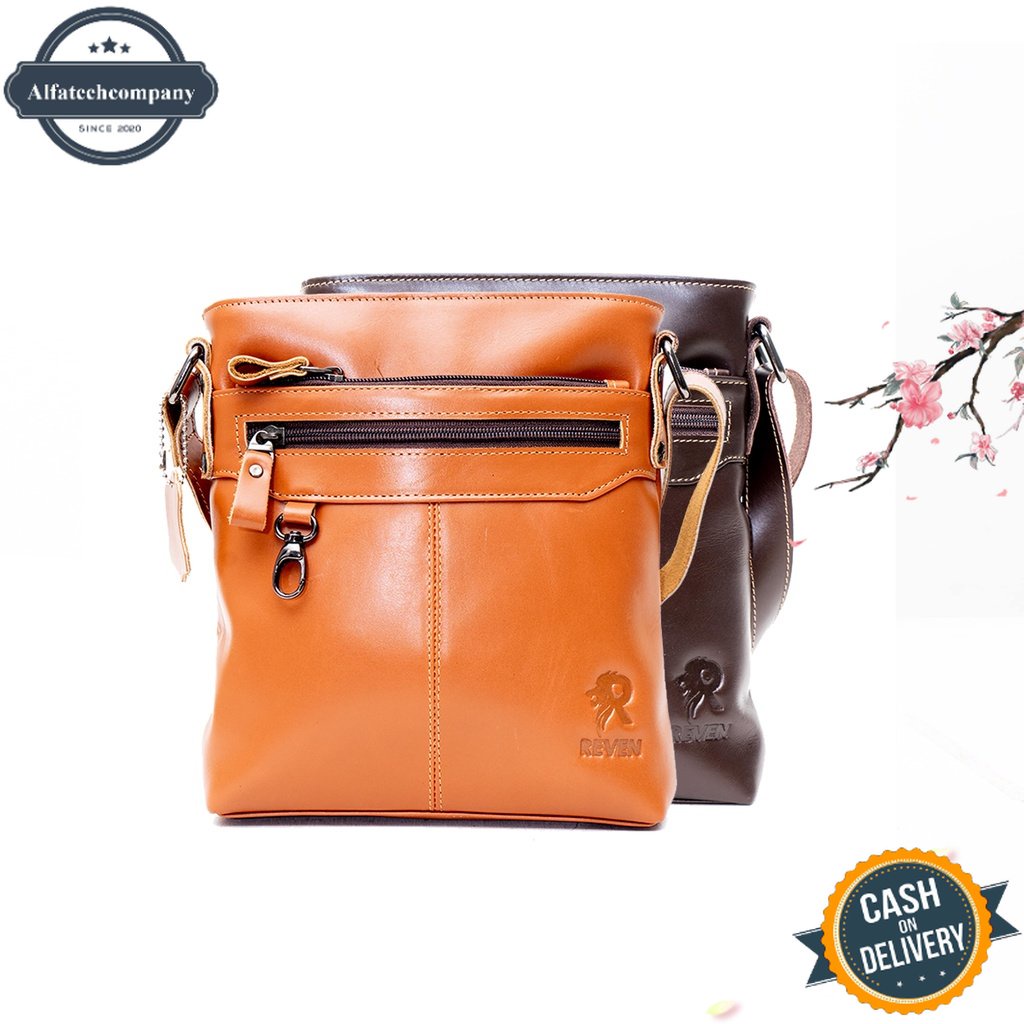 COD REVEN LEATHER -  Tas Selempang Pria Kulit Asli Reven Key Holder Slingbag