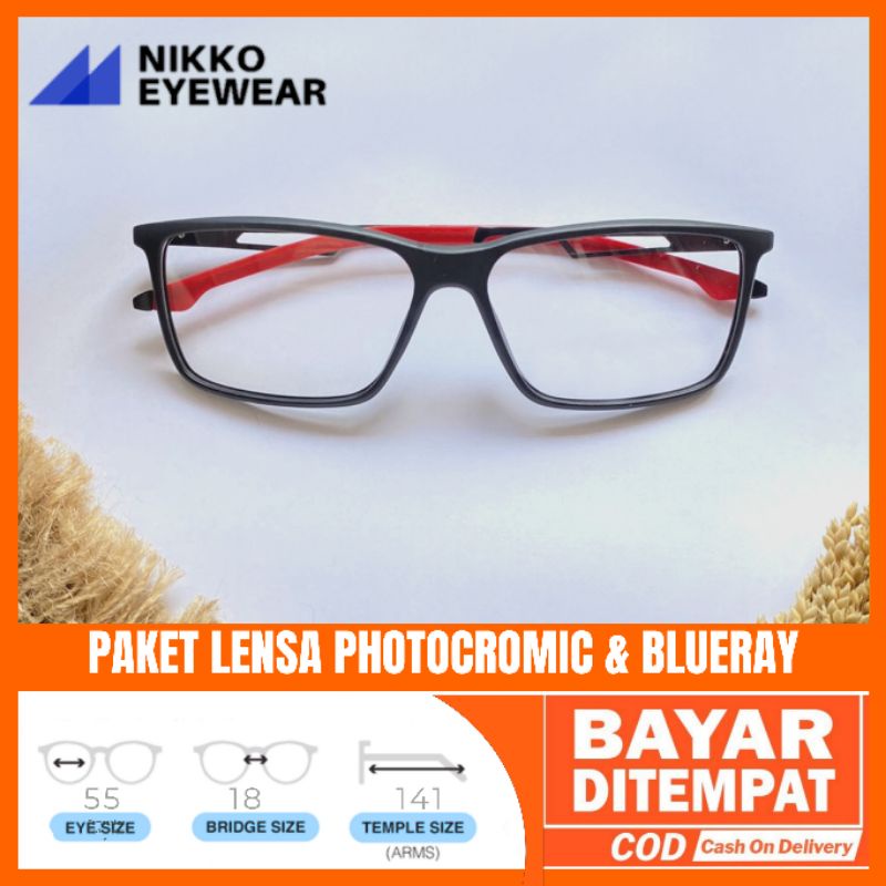 Paket Kacamata Sport Pria 3218 Lensa Antiradiasi Photocromic Blueray