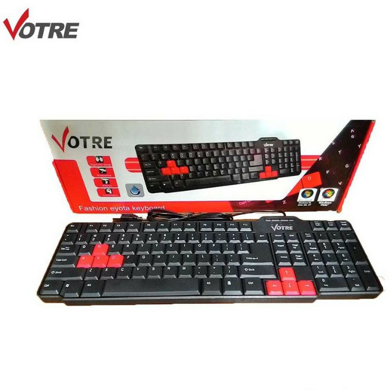 KEYBOARD KABEL USB VOTRE KB2308 HITAM, KEYBOARD VOTRE BASIC KABEL USB, FOR LAPTOP / PC