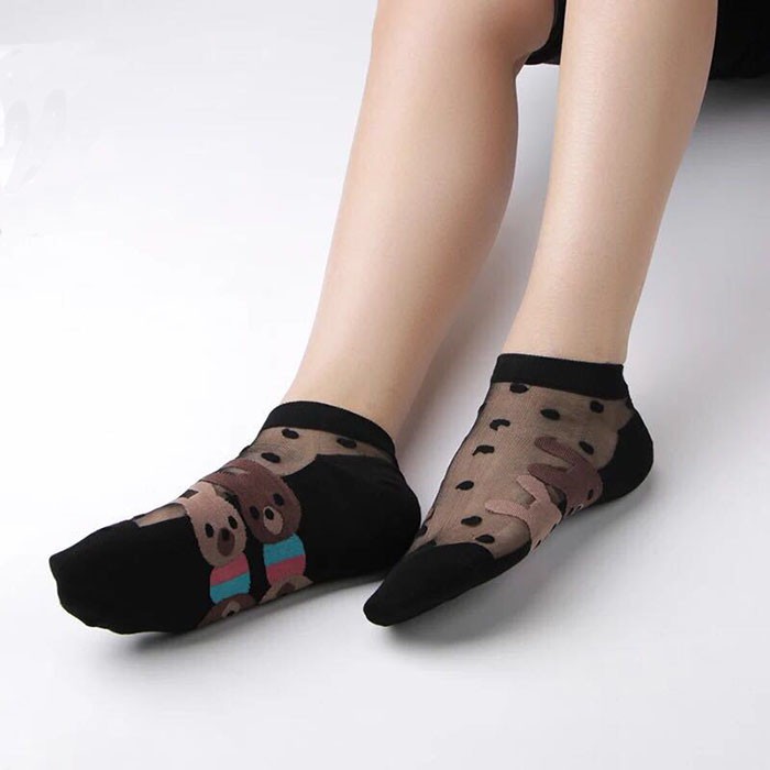 (COD) Kaos kaki Wanita fashion Pendek Renda transparan Bordir Kaus kaki Motif Random 05S