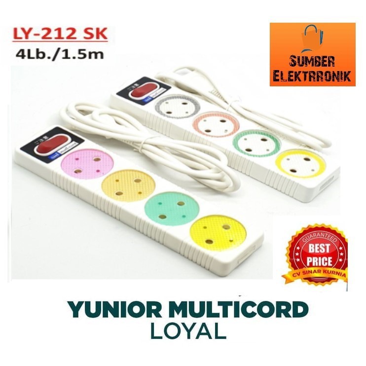 LOYAL YUNIOR MULTICORD STOP KONTAK 4 LUBANG KABEL 1.5M LY-212 SK 1.5 meter LY212 SK