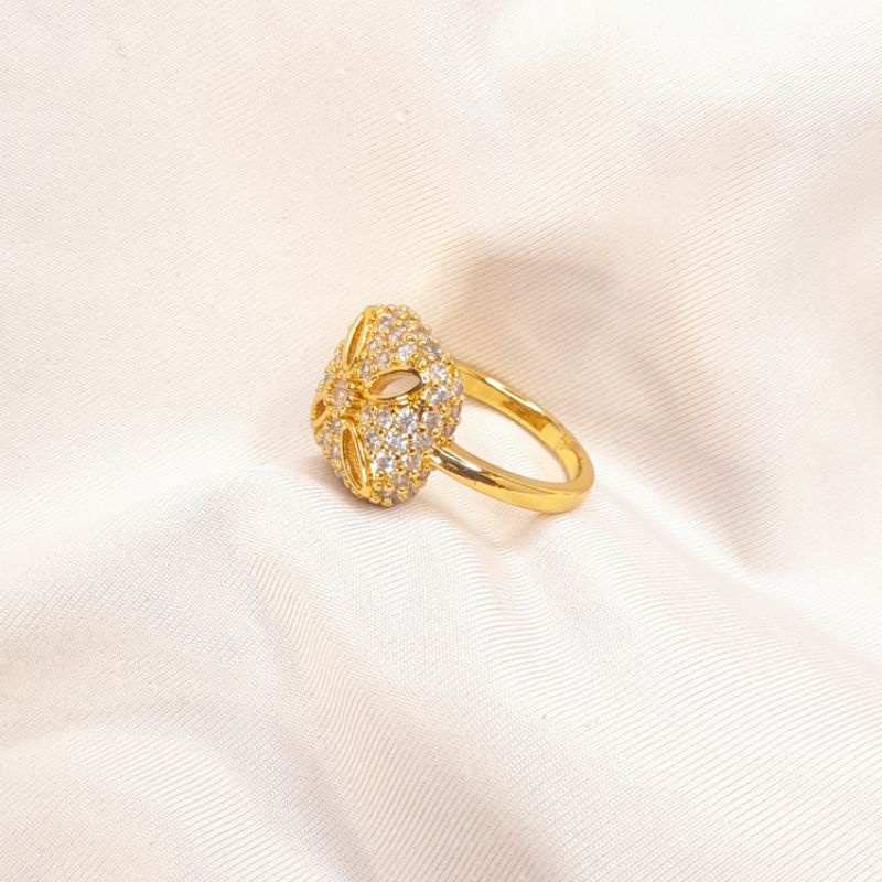 Cincin bunga petak segi lapis emas cincin wanita cincin xuping cincin imitasi cincin murah cincin an
