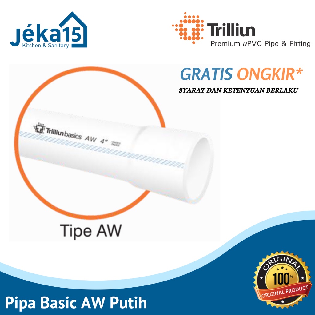 PIPA PVC BASIC TRILIUN AW/ PIPA BASIC TRILIUN BERBAGAI UKURAN/PIPA PVC