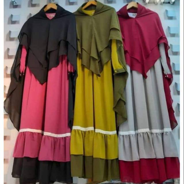 Zahra Set Gamis Syari Original Fajar Collection Ceruty Baby Doll