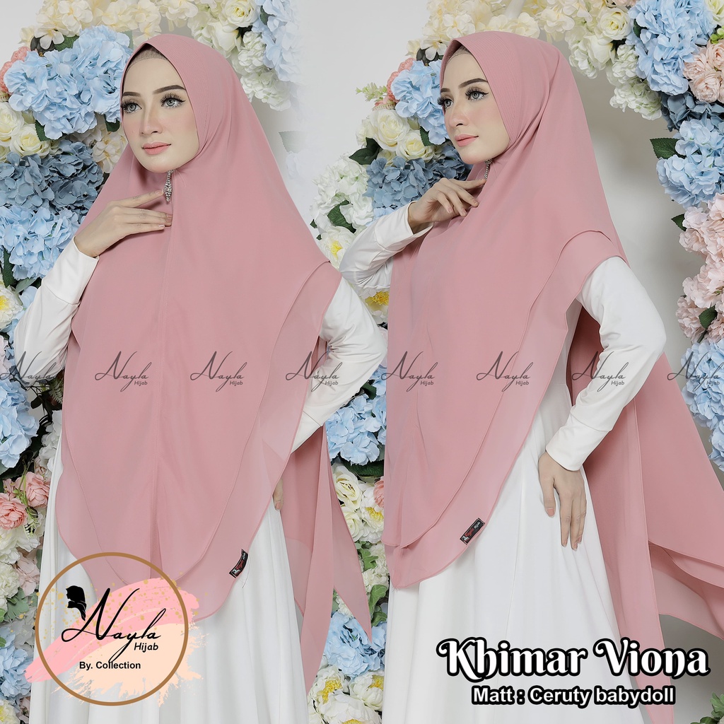 Khimar Syar'i 2Layer Viona Ceruty BabyDoll Kerudung Khimar Oval 2 Layer Jilbab Jumbo Terbaru Nayla Hija'b