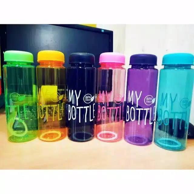 B ( B10 ) MY BOTTLE TRANSPARAN WARNA / BOTOL MINUM / FREE SARUNG BOTOL / KUALITAS TERBAIK