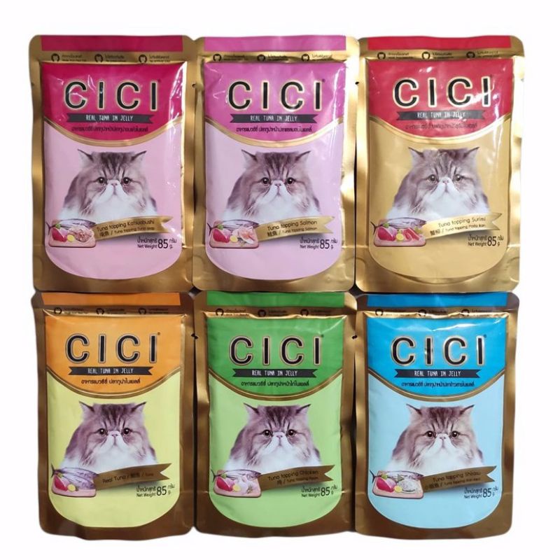 cici pouch saset 85gr weet food makanan kucing basah