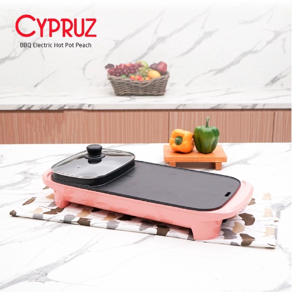 CYPRUZ Panggangan BBQ Electric Hot Pot Anti Lengket Portable