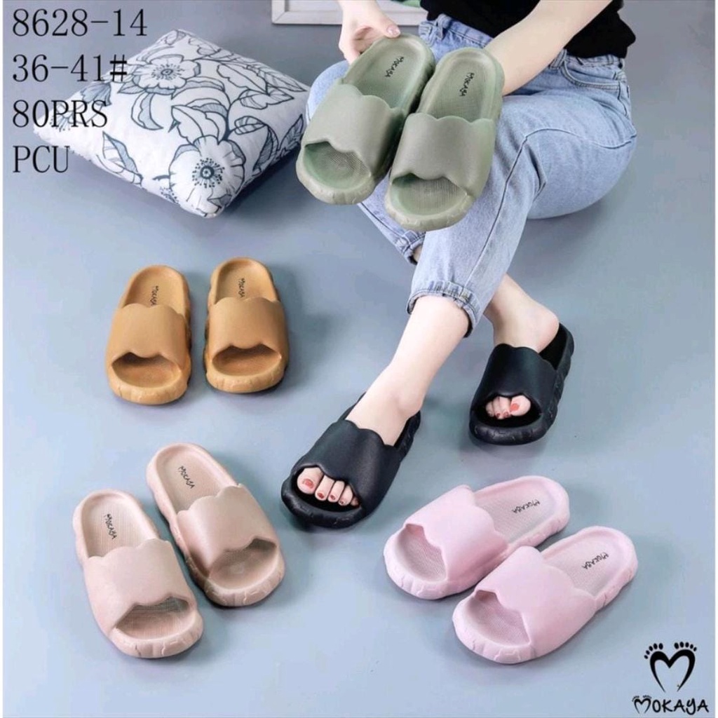 Sandal Slop Jelly Wanita Ban Gelombang Awan Cloud Polos Simple Elegant Cantik Import Mokaya / Size 36-41 (8628-14) - FANZ STORE