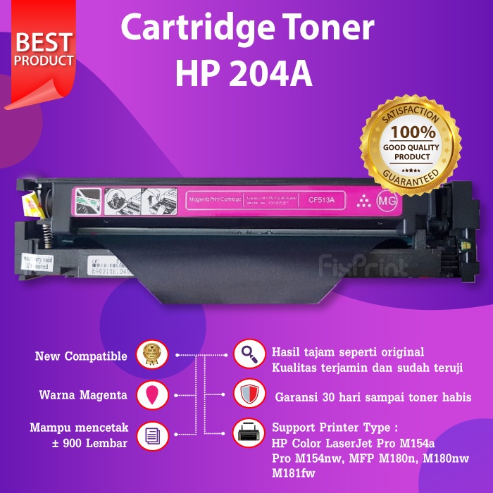 Cartridge Toner Compatible HP 204A CF510A Black Cyan Magenta Yellow Printer M154a M154nw M180nw M181