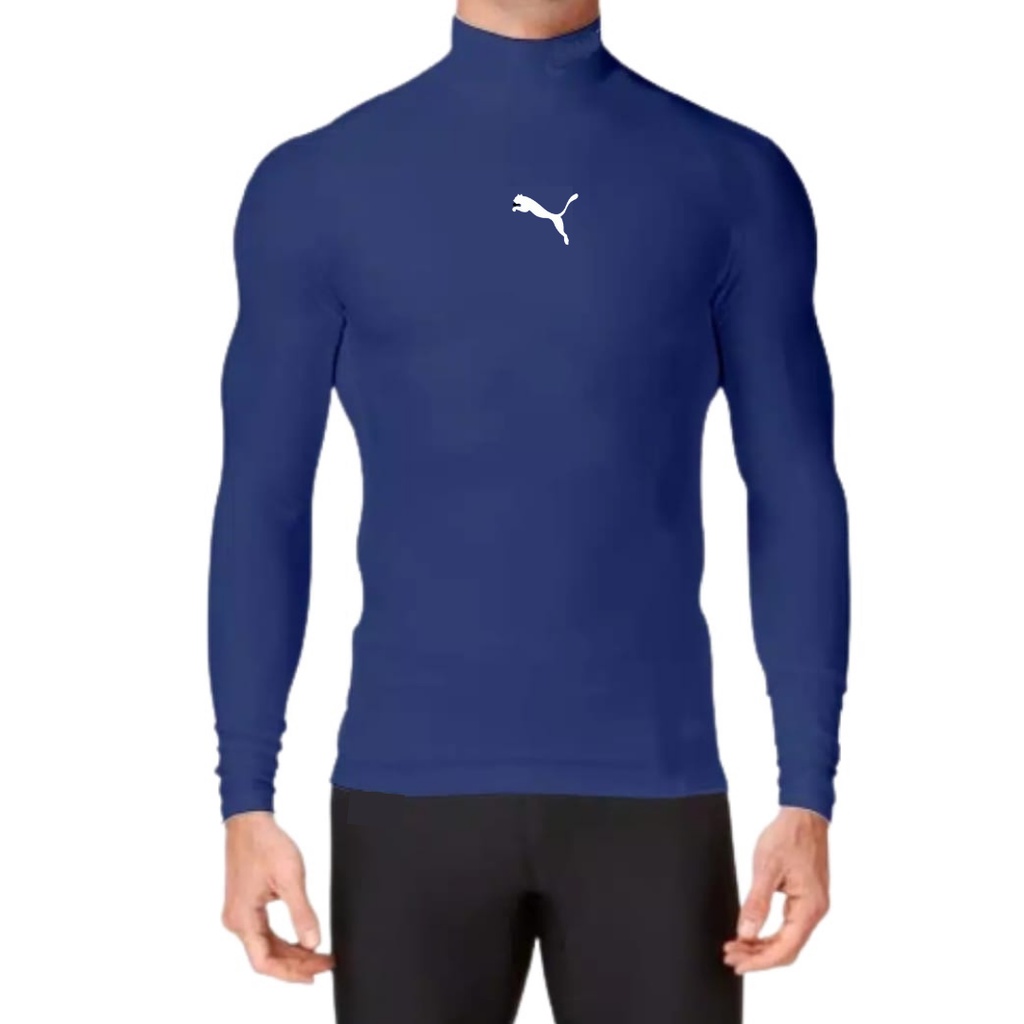 Manset Pria Baselayer PuMa Mangset Oahraga Long Sleeve Base Layer Manset Warna Hitam Putih Merah Biru Navy, Ukuran M L XL-2