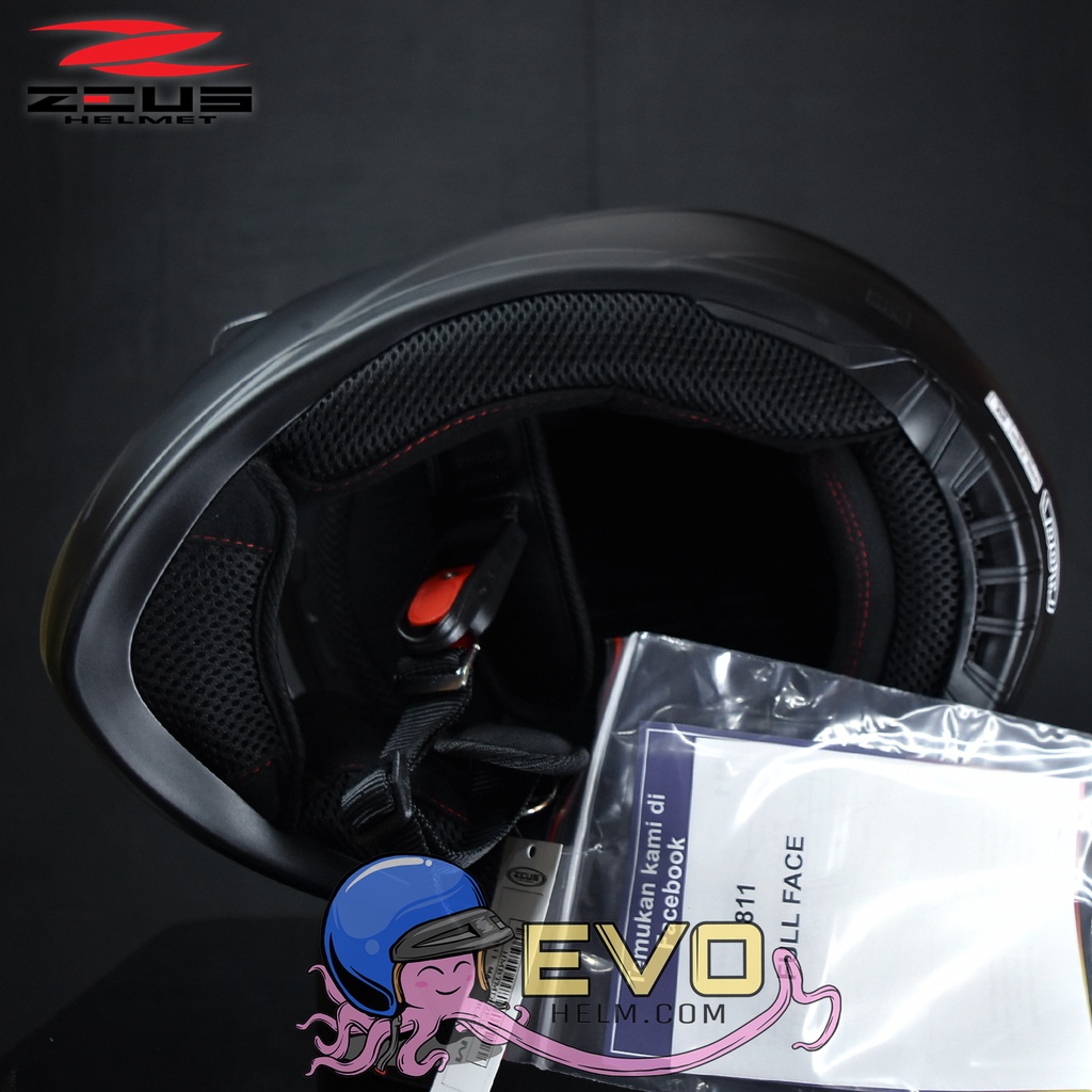 HELM ZEUS FULL FACE MATT BLACK - FREE SMOKE VISOR ZEUS ORIGINAL ( ONGKIR 2KG )