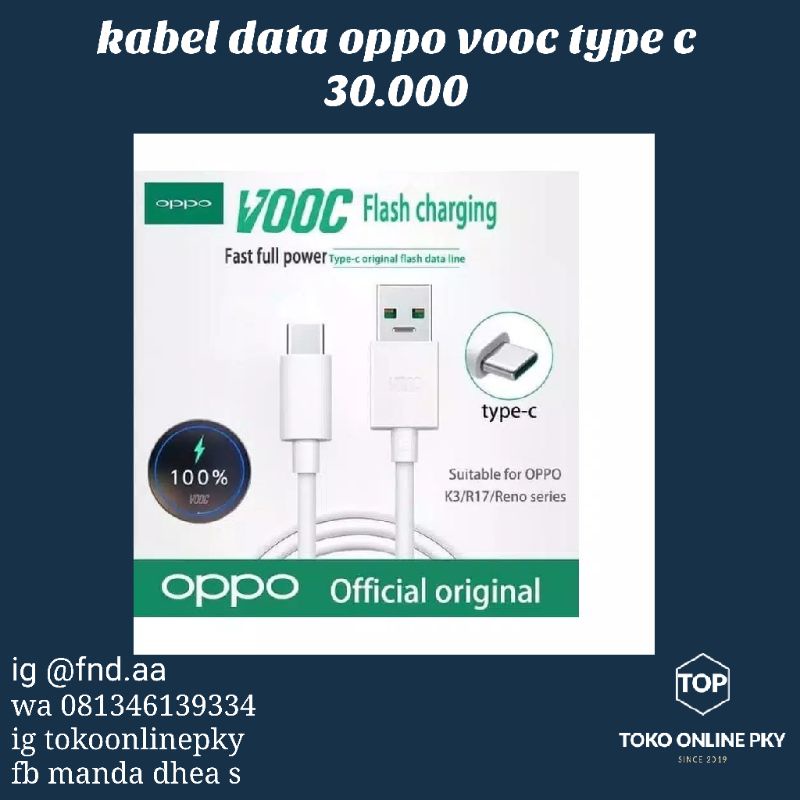 kabel data oppo vooc type c