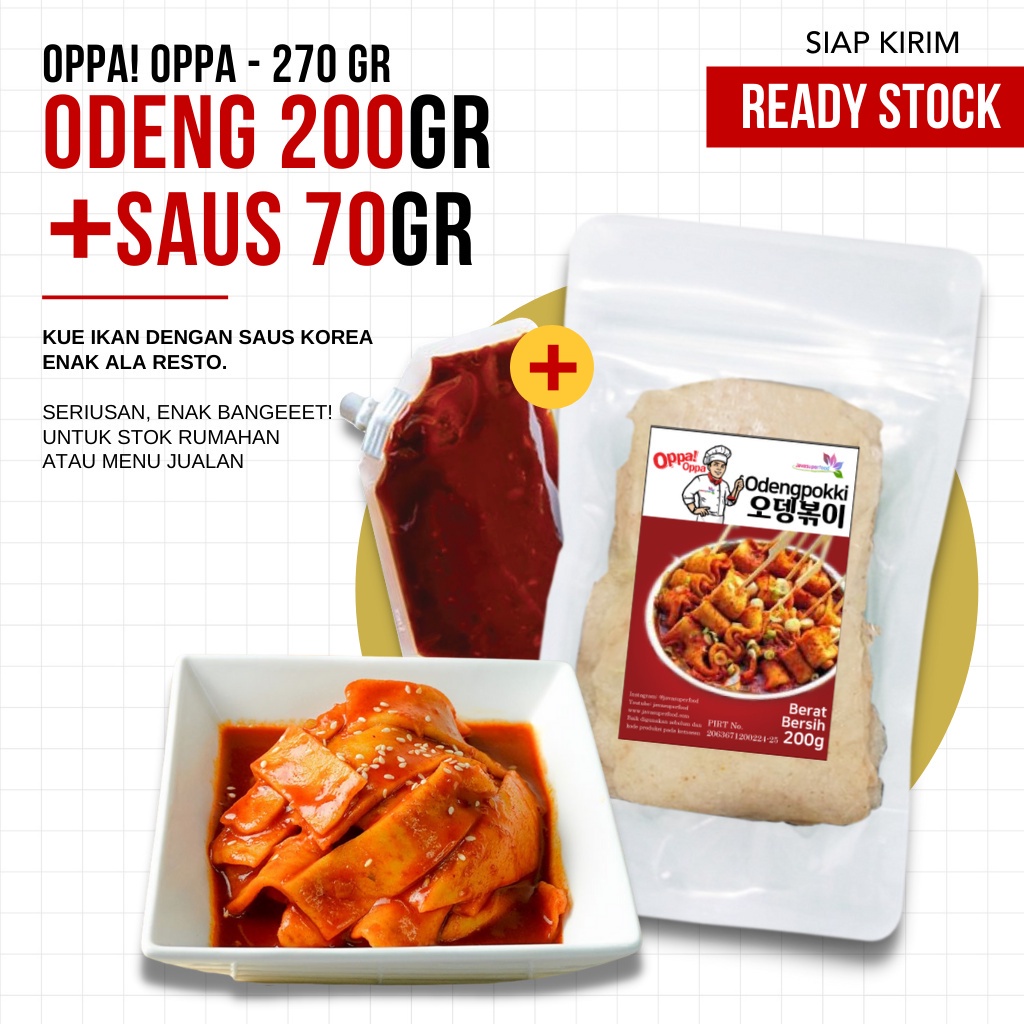 Odengpokki - Odeng Kue Ikan 200gr + Saus Tteokbokki Resto Korea - 70gr (TERMURAH)