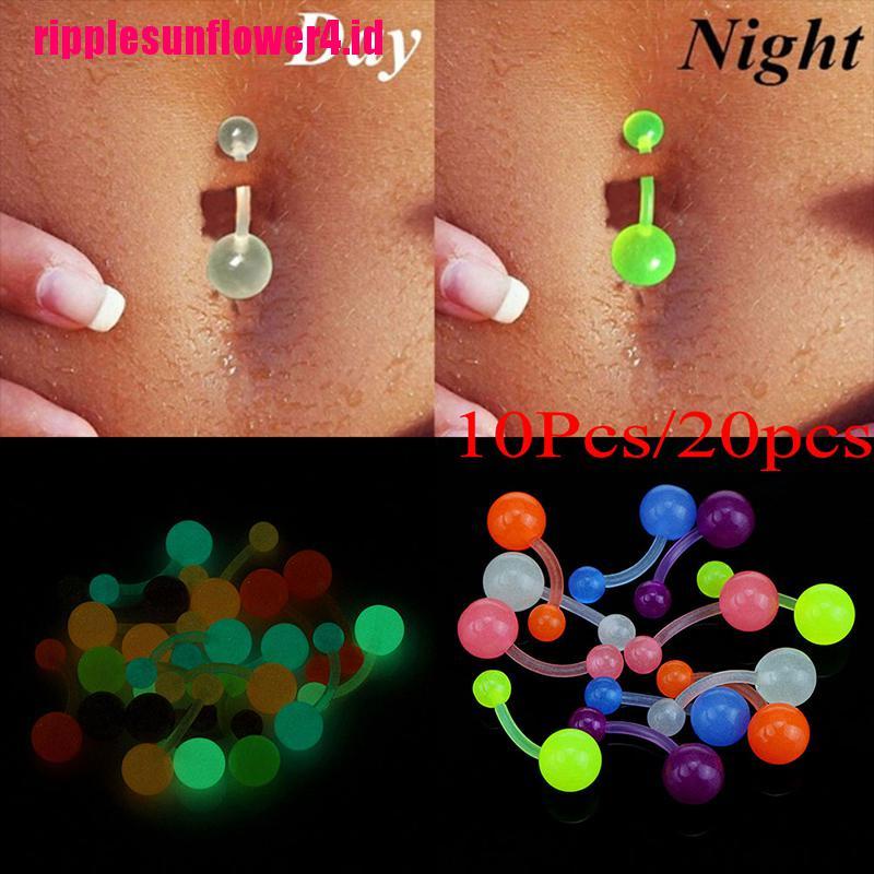 1 Set Anting Tindik Perut / Pusar Luminous Flexible Untuk Wanita