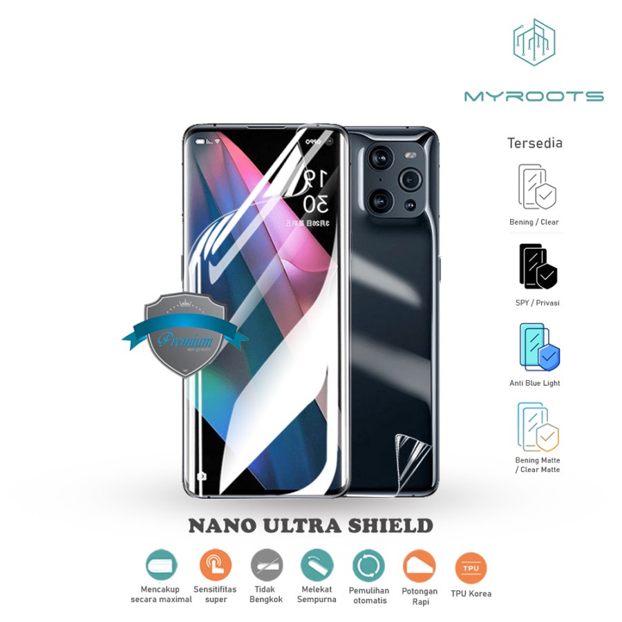 Anti Gores Jelly Hydrogel Oppo Find X5 Pro - Find X3 Pro - FInd X3 - Find X2 - Find X2 Pro 5G Nano Ultra Shield Myroots