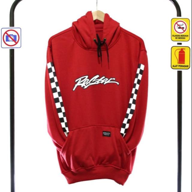 Jaket hoodie raster red catur jaket pria wanita