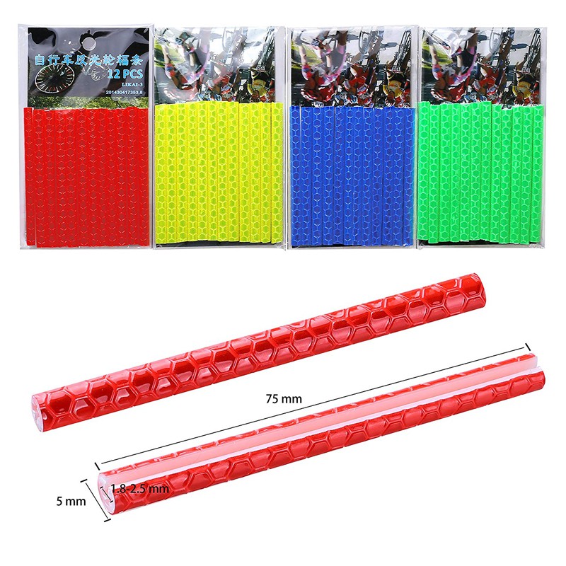 YGRETTE - XC USHIO Stiker Reflektif Mini Velg Jari Ban Sepeda 12 Strip - B-0001 - Green