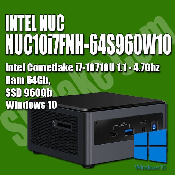 INTEL NUC NUC10i7FNH-64S960W10 (RAM 64GB SSD 960GB WIN10) MINI PC I7