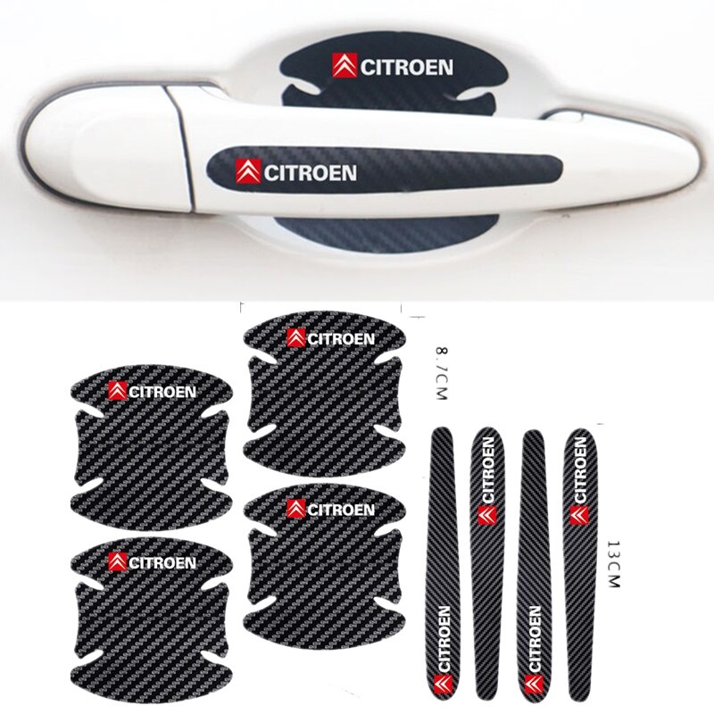 4 / 8Pcs Film Pelindung Handle Bahan Carbon Fiber Untuk Citroen C1 C2 C3 C4 C5 C3 Picasso C-Elysee Jumper