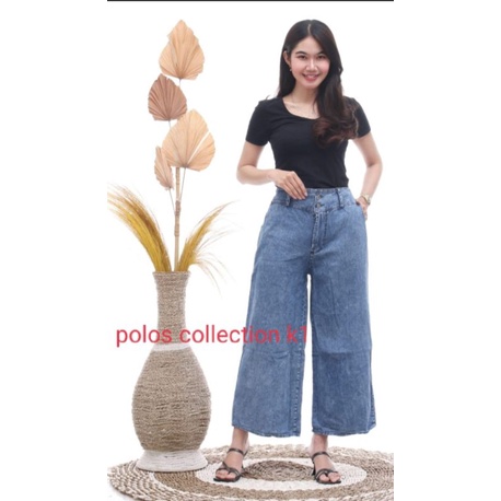 kulot jeans wanita pinggang karet/kulot jin premium/kulot paula jumbo