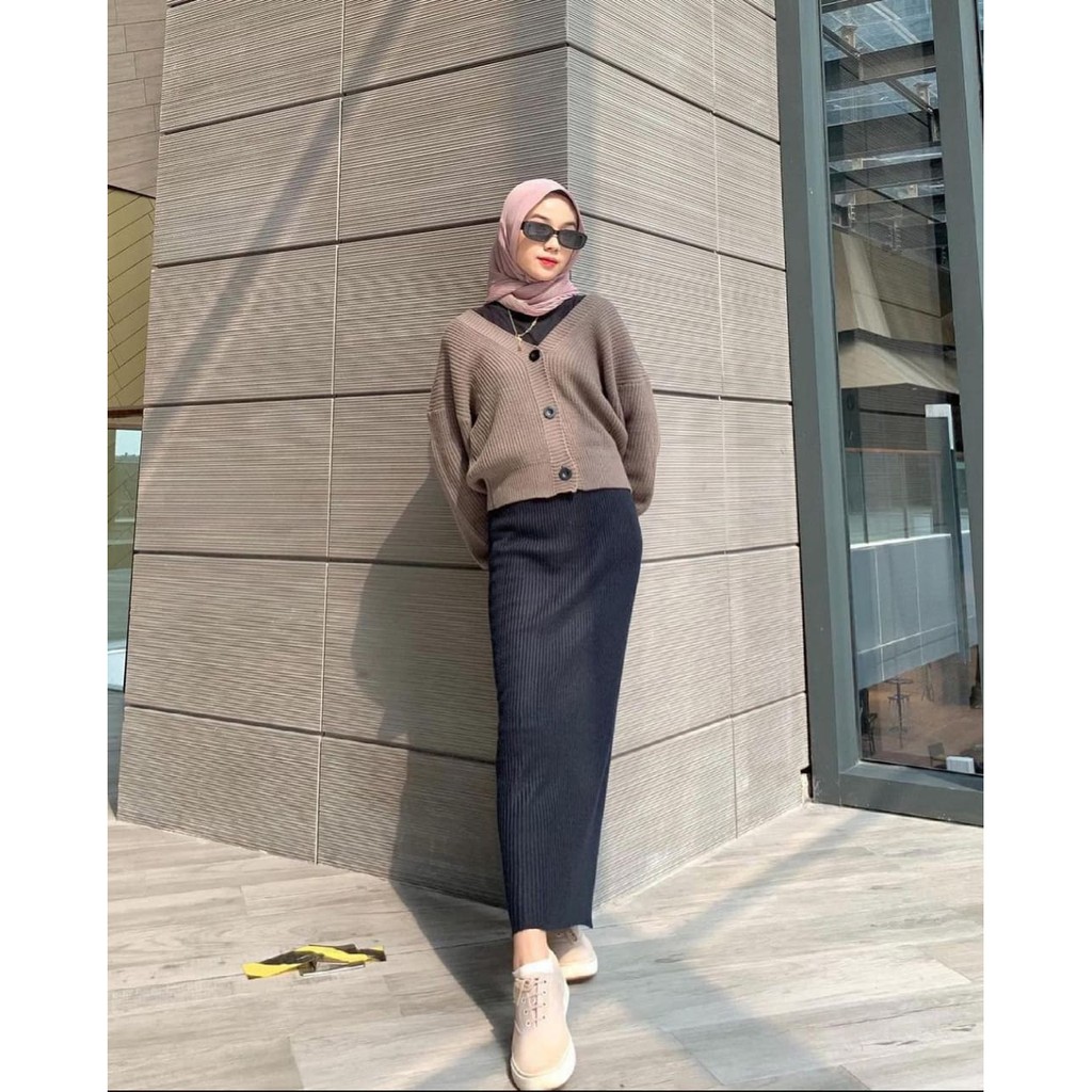 Britney span plisket skirt | rok wanita | bawahan muslim-Black