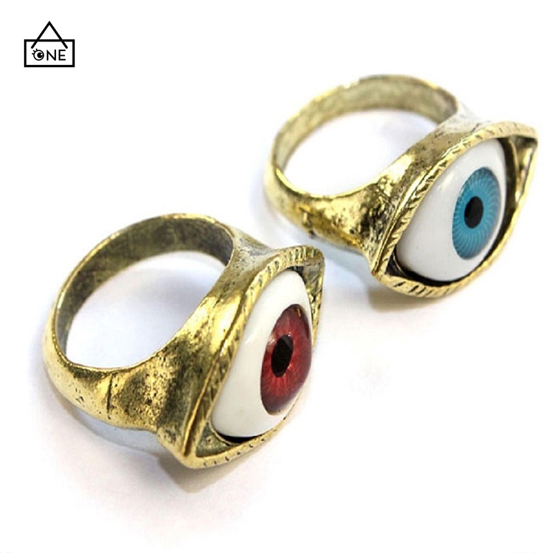 COD❤️Cincin Gotik Untuk Wanita Bentuk Mata Vampir Model Besar Gaya Retro Fashion A.One