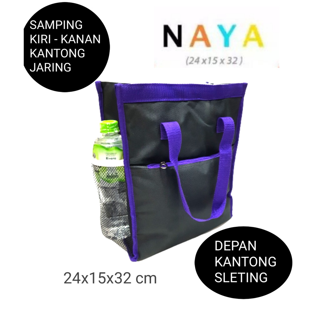 Cooler Bag Naya Medium / Thermal Bag Naya Medium free 2 btl asi 500 ml + 1 blue gel 250 gr / TAS BEKAL / LUNCH BAG FOIL