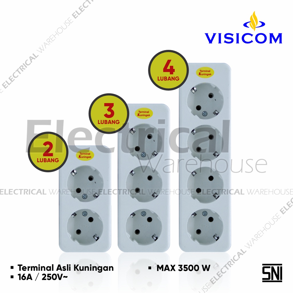 Stop Kontak 2 / 3 / 4 Lubang Arde Tanpa Kabel VISICOM VS M02/03/04 SNI BERGARANSI