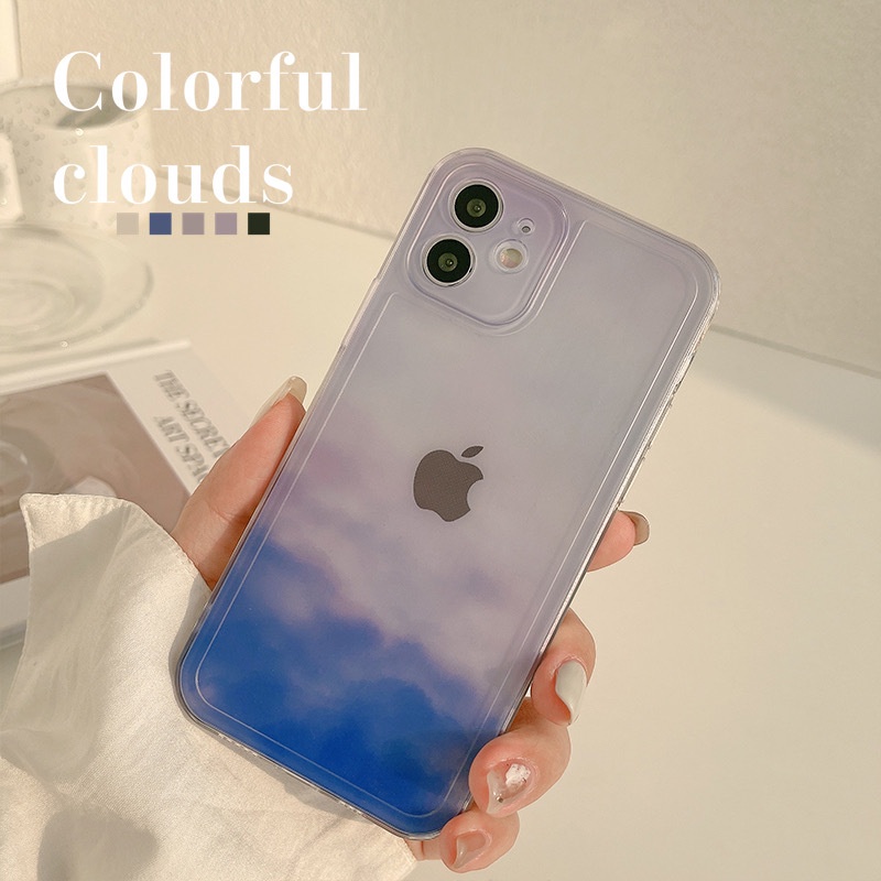 IPHONE Casing Ponsel Gradasi Motif Awan Untuk Iphone7 8 PLUS X XR Xs11 12 13 14 MINI PRO MAX Huawei