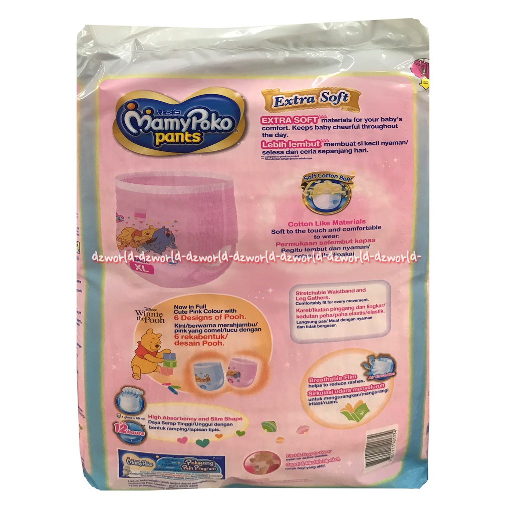 Mamypoko Pants Extra Soft Girls XL 24 diapers celana daya serap tinggi