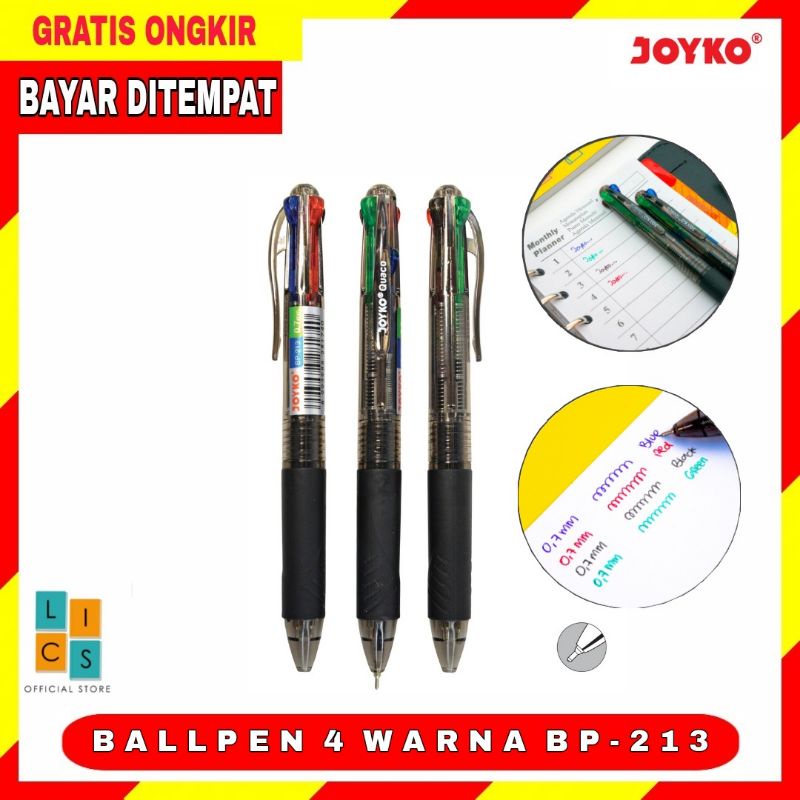 

Pulpen Ballpen Quaco 4 Warna Joyko Bp-213 Bolpoin