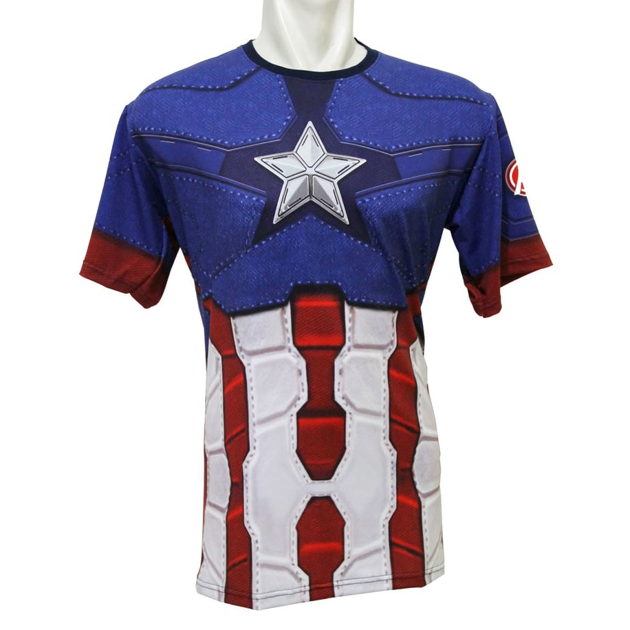 KAOS BAJU PRIA MARVEL CAPTAIN AMERICA GYM FITNES SEPEDA SUPERHERO