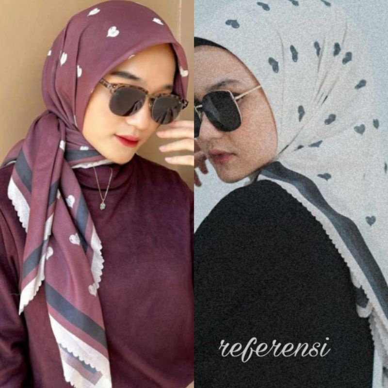 Kerudung vanilla hijab jilbab leopard love rantal polkadot / vanilla hijab segiempat voal motif vanilla chain / deenay kw button kw lasercut-Lovemaroon