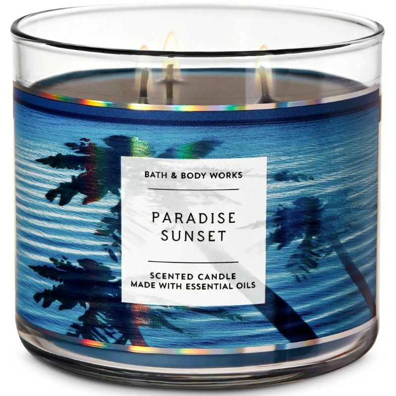 BATH AND BODY WORKS BBW PARADISE SUNSET 3-WICK SCENTED CANDLE 411 G LILIN WANGI 3 SUMBU UKURAN BESAR PENGHARUM RUANGAN